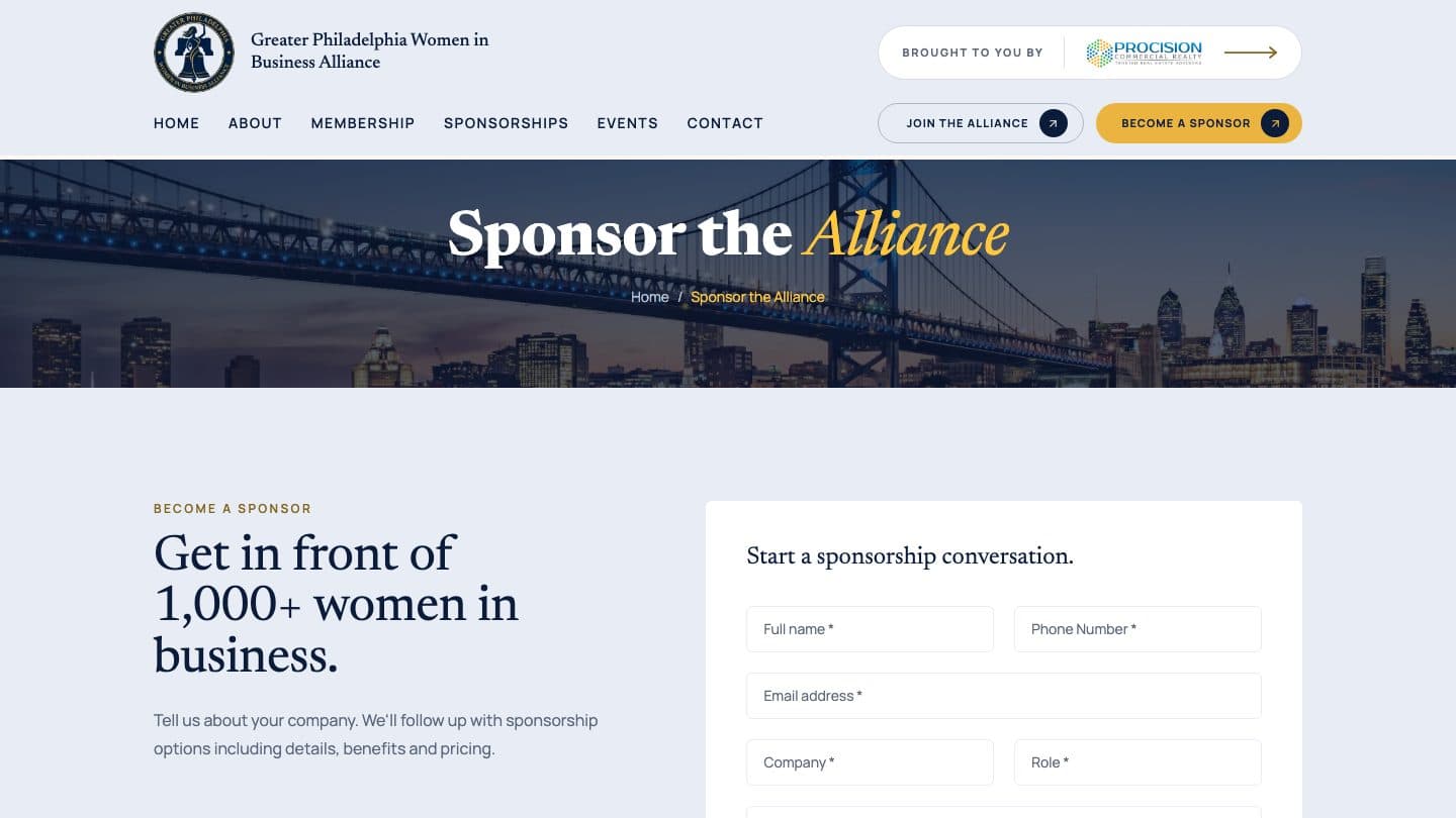 The gpwba.com sponsorship page and its form.